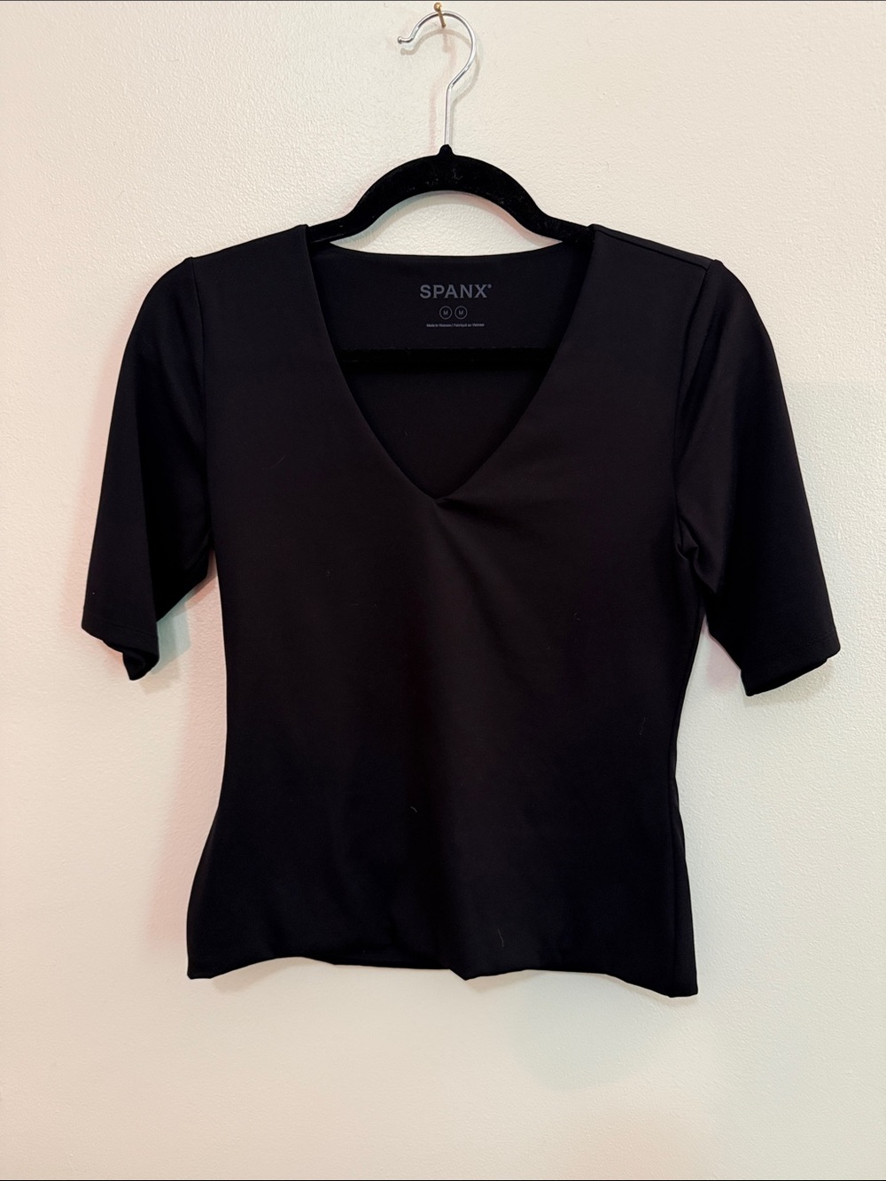 SPANX Black V-Neck Short Sleeve Shaping Top